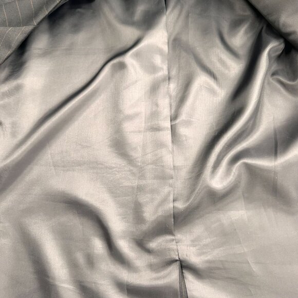 Tailors Row Mens Pinstripe Black Wool Suit Jacket Blazer 46R Single Breasted - Picture 12 of 12